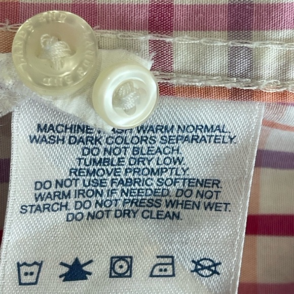 Lands' End no iron plaid size 18 long sleeve button up shirt work career office - Picture 11 of 12